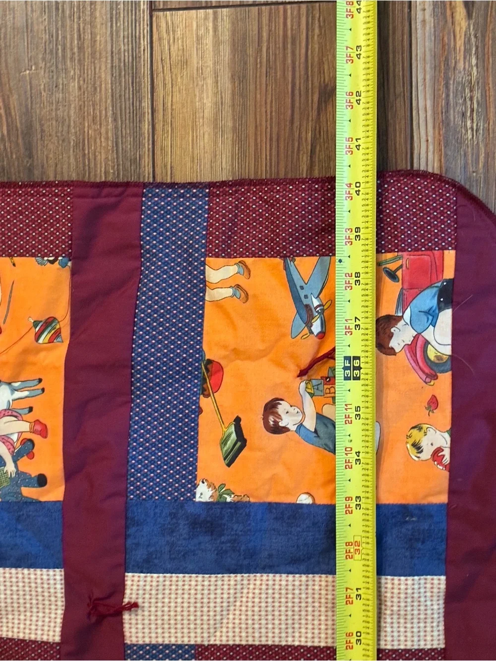 Vintage Handmade Patchwork Tied Quilt Kids Novelty Print 53x40